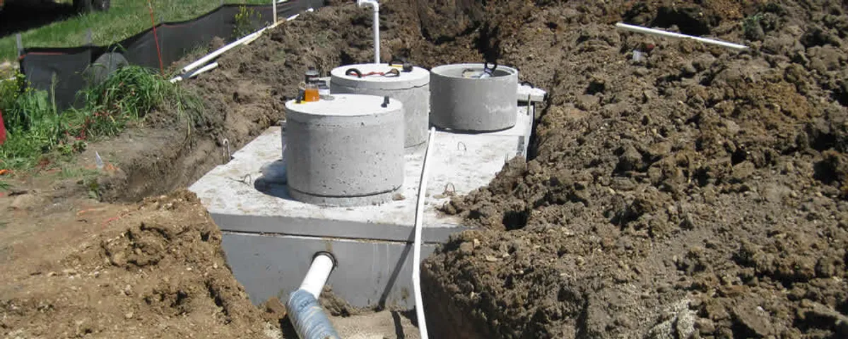 Septic system repair and installation site with tank access ports in Saint Petersburg, FL